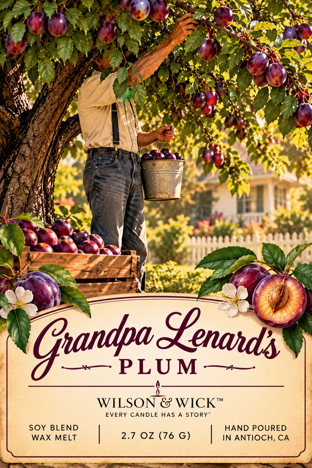 Leonard’s Plum Tree – Cashmere Plum & Green Leaves