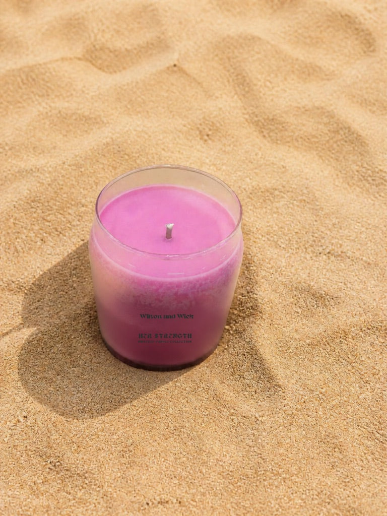 Her strength sitting in warm sand.